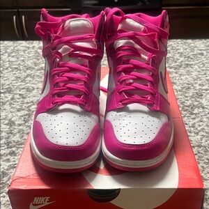 Nike Women's Fuchsia and White High-Top Sneakers